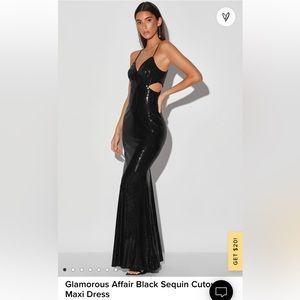 Glamorous Affair Black Sequin Cutout Maxi Dress